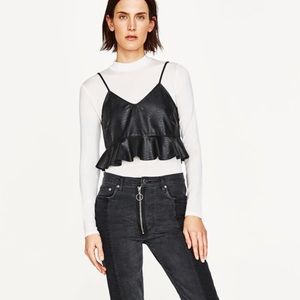 NWT - Zara Faux Leather Peplum Crop top.